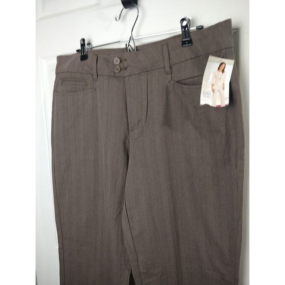 Riders By Lee Woman 14M Trouser Pants Brown Striped Pocket Straight - Picture 2 of 11